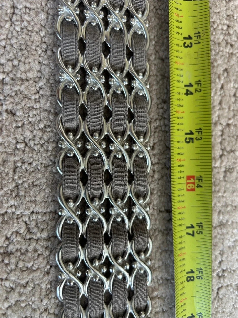 Suzi Roher Silver-Tone Chain Link Stretch Belt with Interlocking Ring